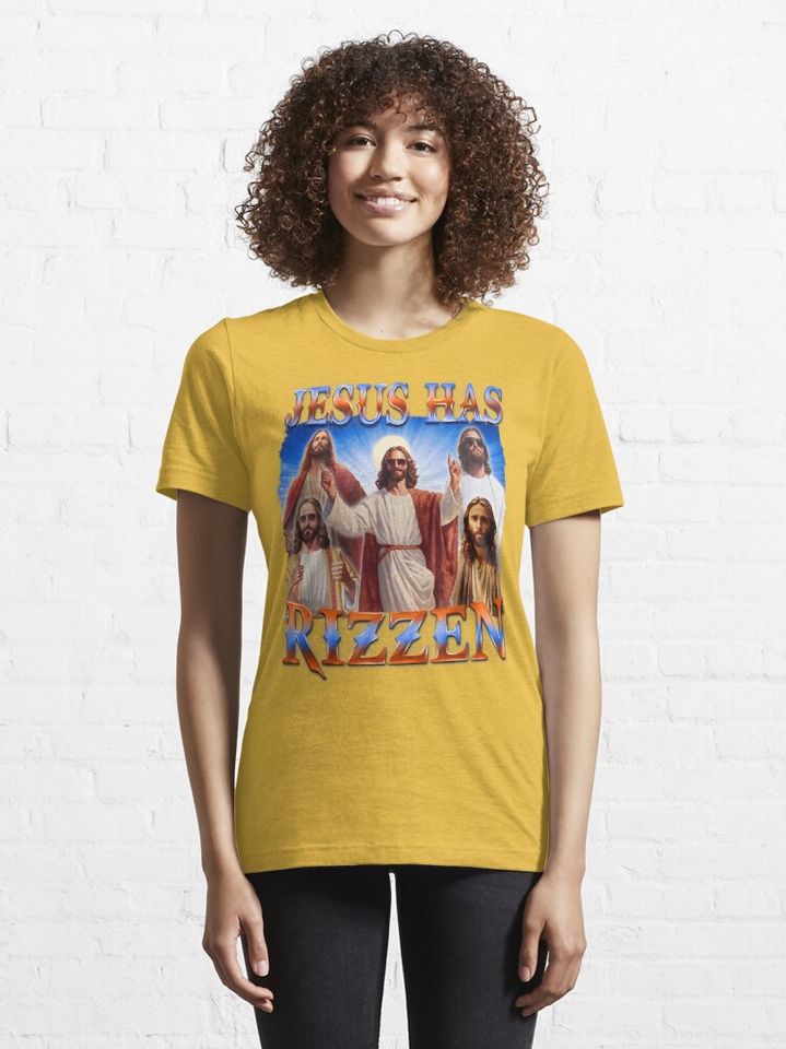 Jesus Has Rizzen on back - He Is Rizzen Jesus Rizz Essential T-Shirt