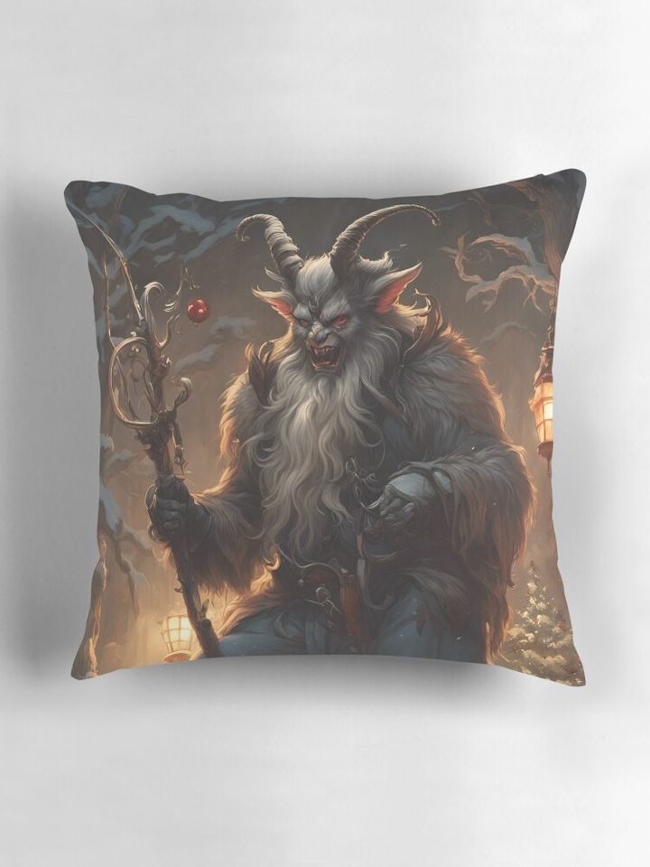 Krampus Scary Alternative Christmas Pillow