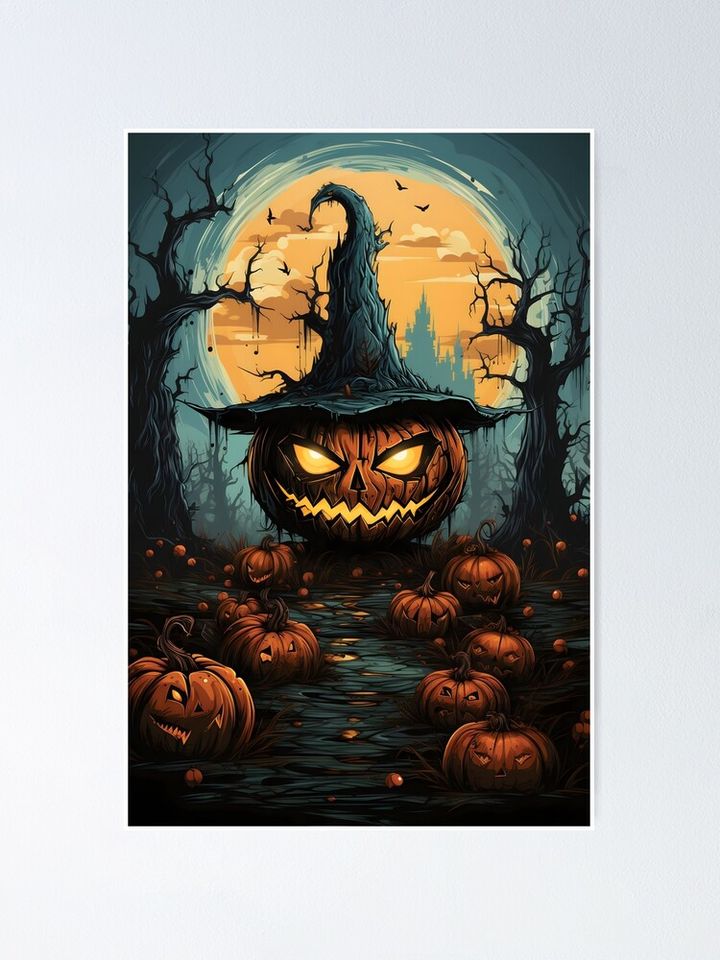 Spooky Halloween Pumpkin Poster
