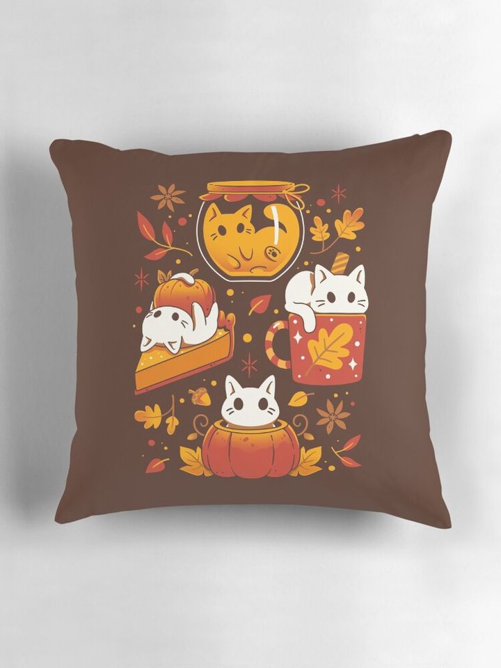 Pumpkin Party Kittens - Fall Cats Pillow