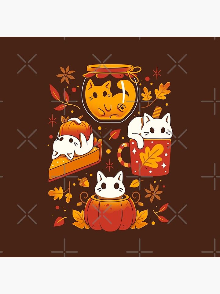 Pumpkin Party Kittens - Fall Cats Pillow