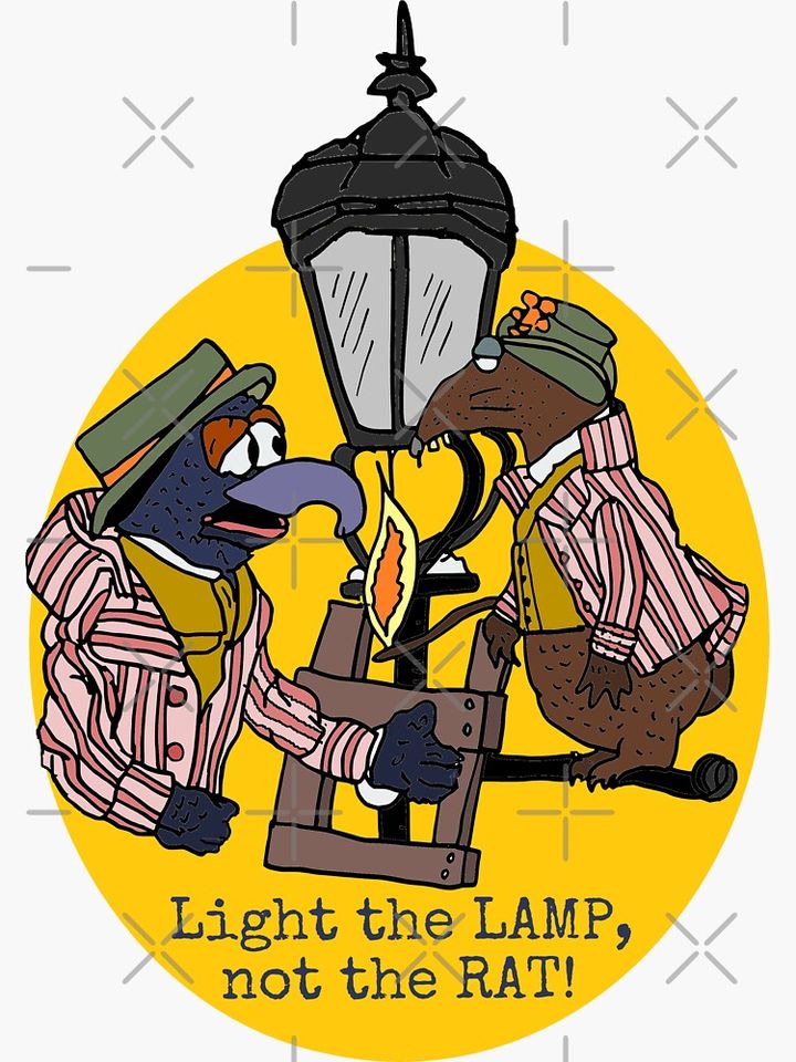 Light the lamp, not the rat! - Muppet Christmas Carol Sticker