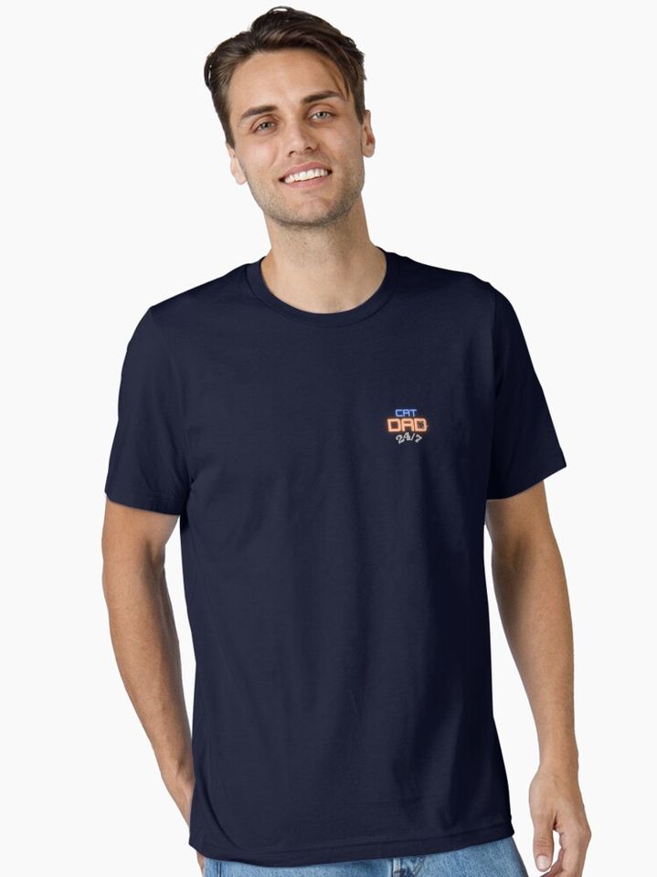 Cat Dad 24/7 - Upper RIght Corner Design Essential T-Shirt