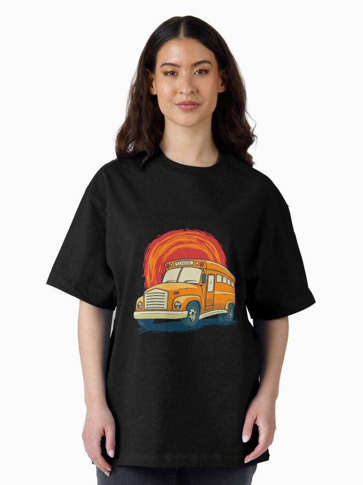 School bus illustration Oversized T-Shirt