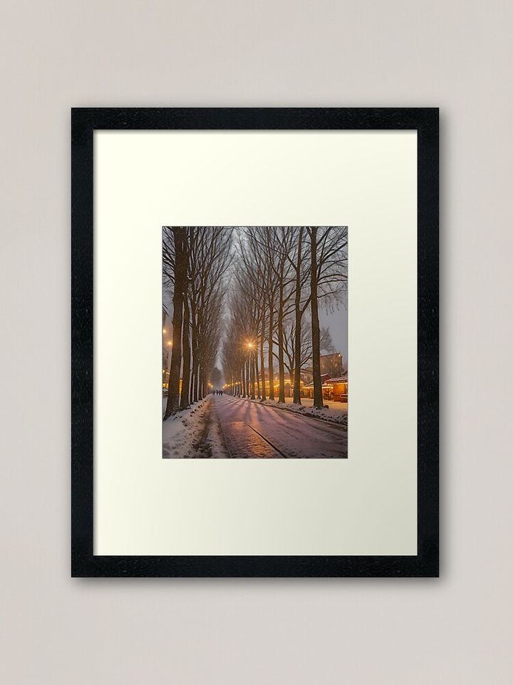  '"Winter splendor: 'Christmas Avenue'" Framed Art Print
