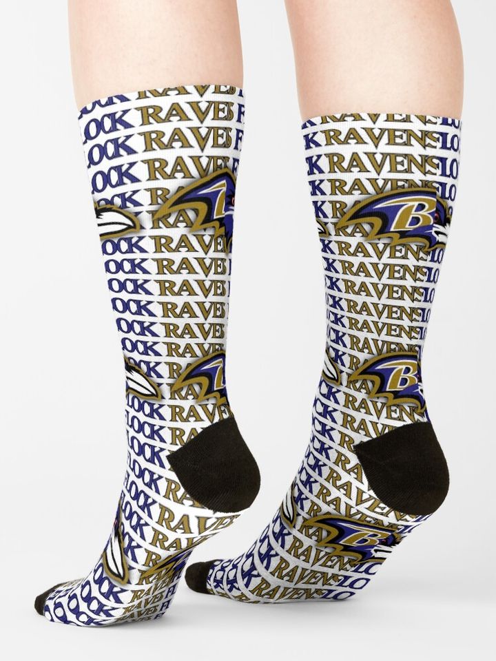 Baltimore Ravens head ravens Flock Socks, Gift For Fan