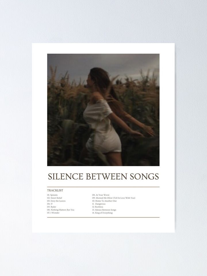 Silence Between Songs Tracklist Poster – Minimalist Music Wall Art Print
