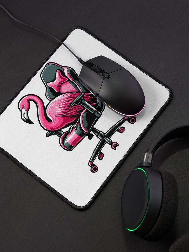 Pink Flamingo Siting on Gaming Chair Mouse Pad