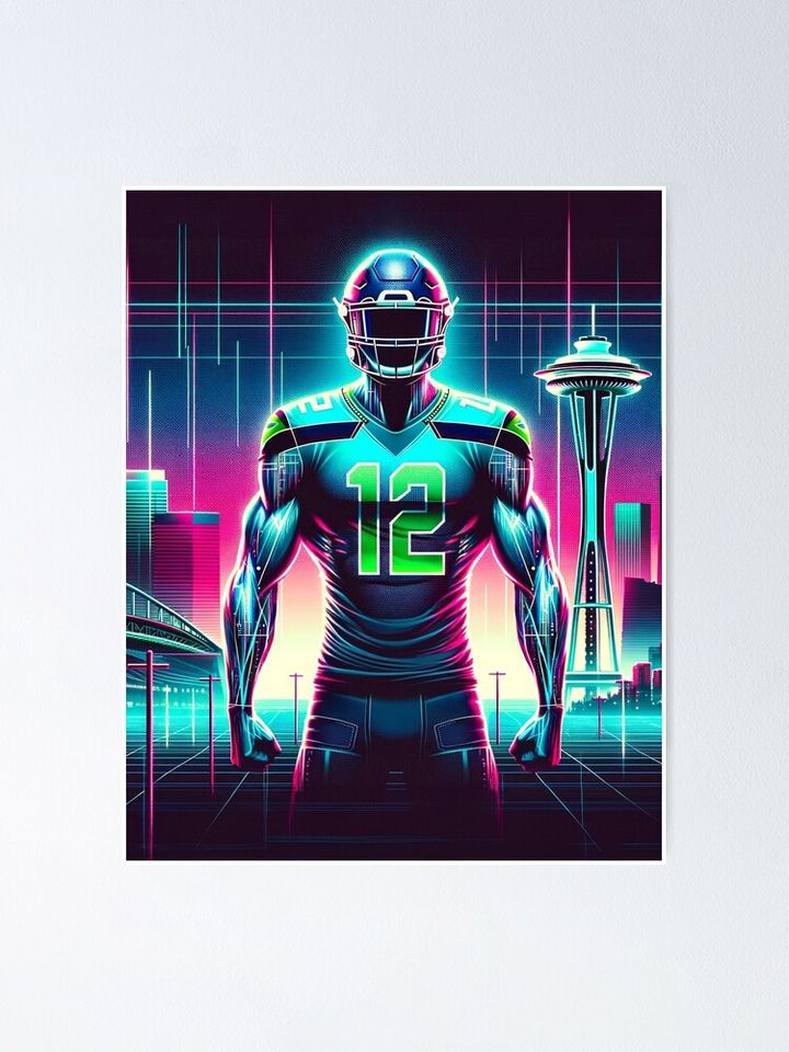 Synthwave Seattle Vertical Poster
