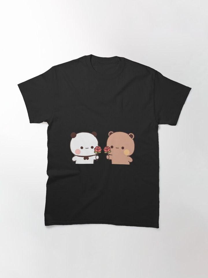 Bubu & Dudu Panda Bears, Bubu Is Giving Rose To Dudu T-Shirt, Cute Gift For Lovers