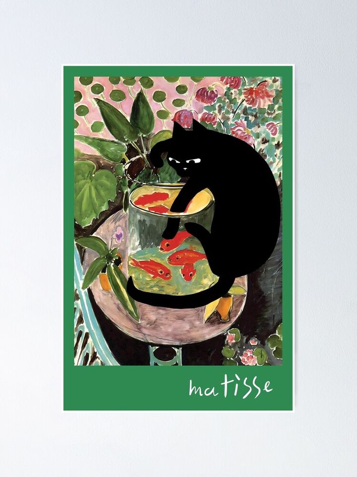 matisse's goldfish and a cat Poster