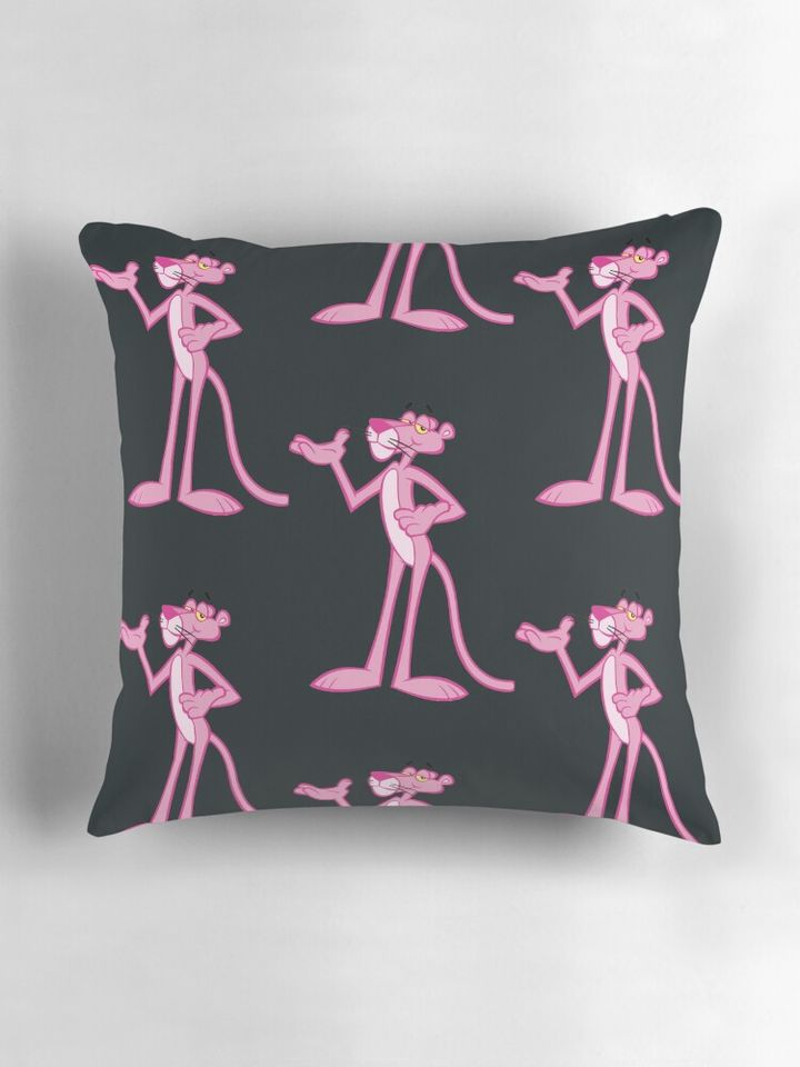 The pink Panther Black Throw  Pillow