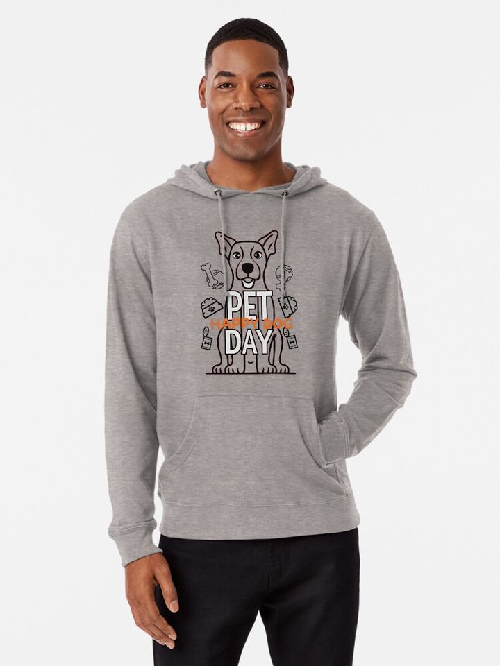 Happy Dog Pet Day Lightweight Hoodie