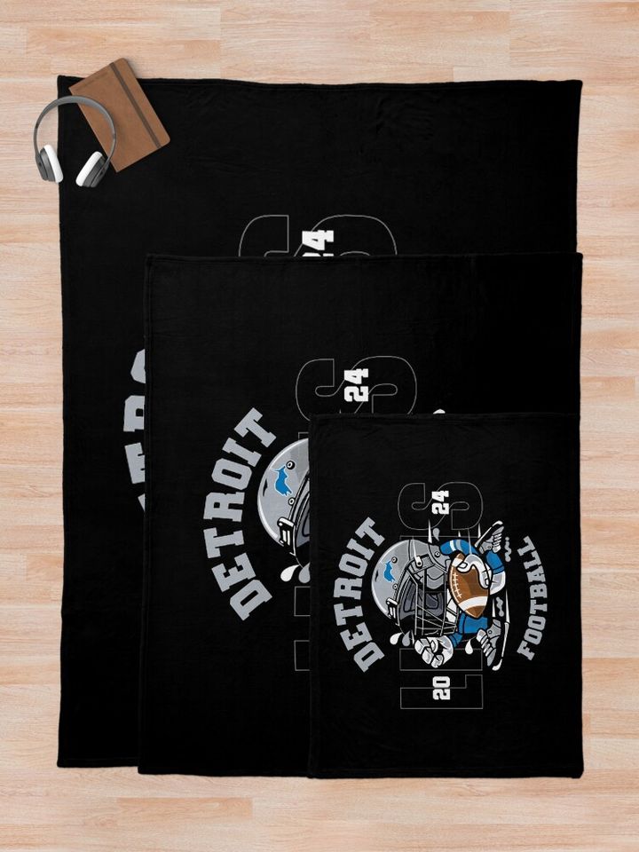 Detroit Lions Cartoon Mascot 2024	 Throw Blanket