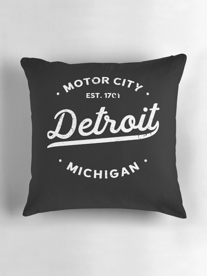Detroit Michigan 313 Area Code Motor City Pillow