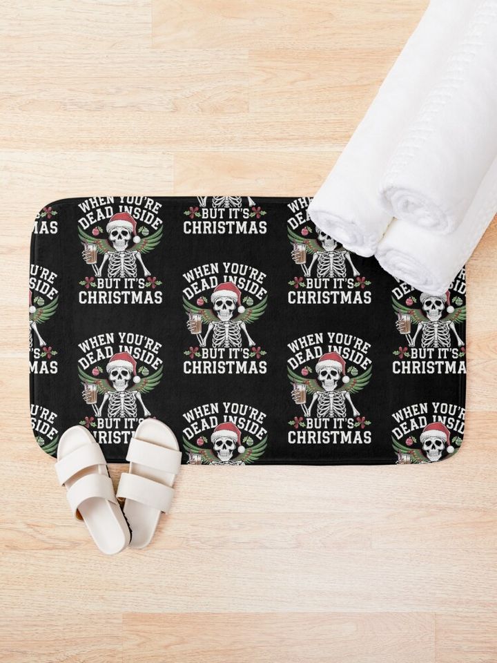 Dead Inside Christmas: Funny Skeleton Bath Mat