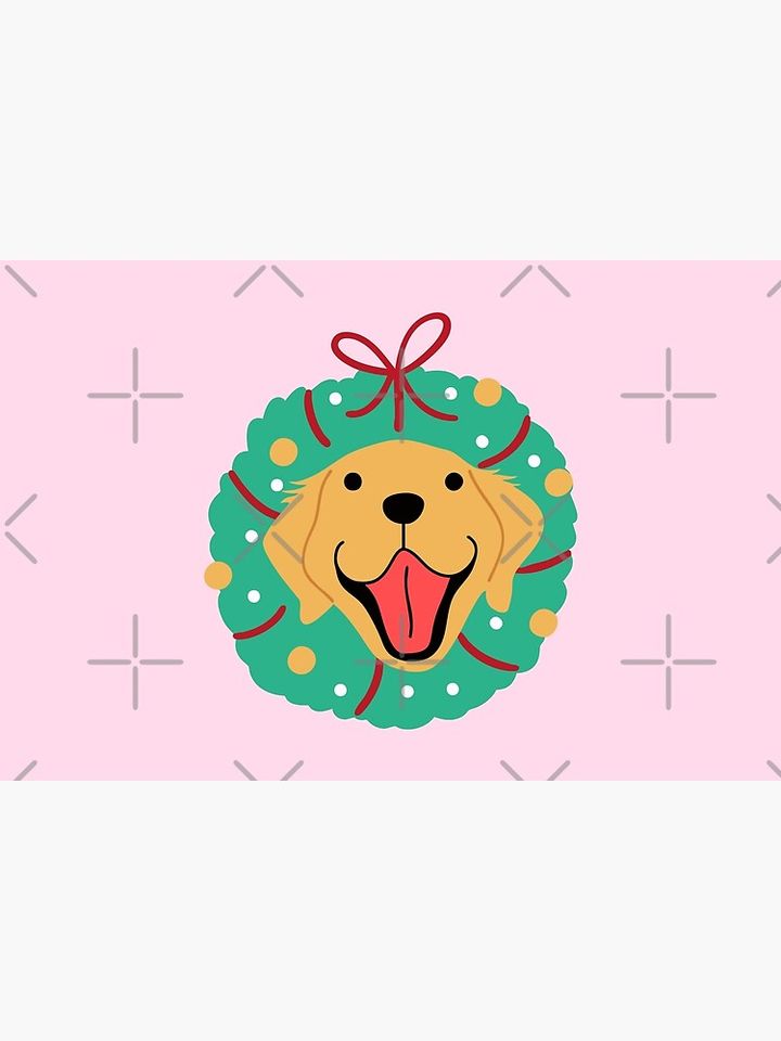 Golden Retriever Christmas Wreath Bath Mat