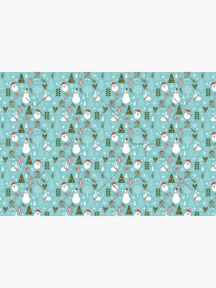 merry christmas santa claus snowman pattern Bath Mat