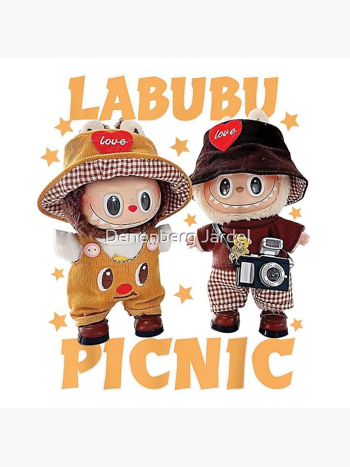 meme funny labubu picnic with f r i e n d s pillow, cute labubu pillows gift, gift for fan