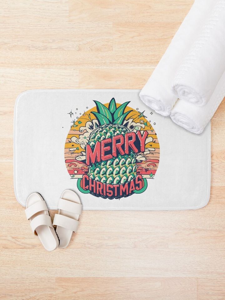 Pineapple Christmas Bath Mat
