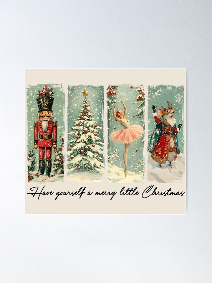 Retro Christmas Nutcracker, Christmas, Vintage Christmas, Merry Christmas Poster