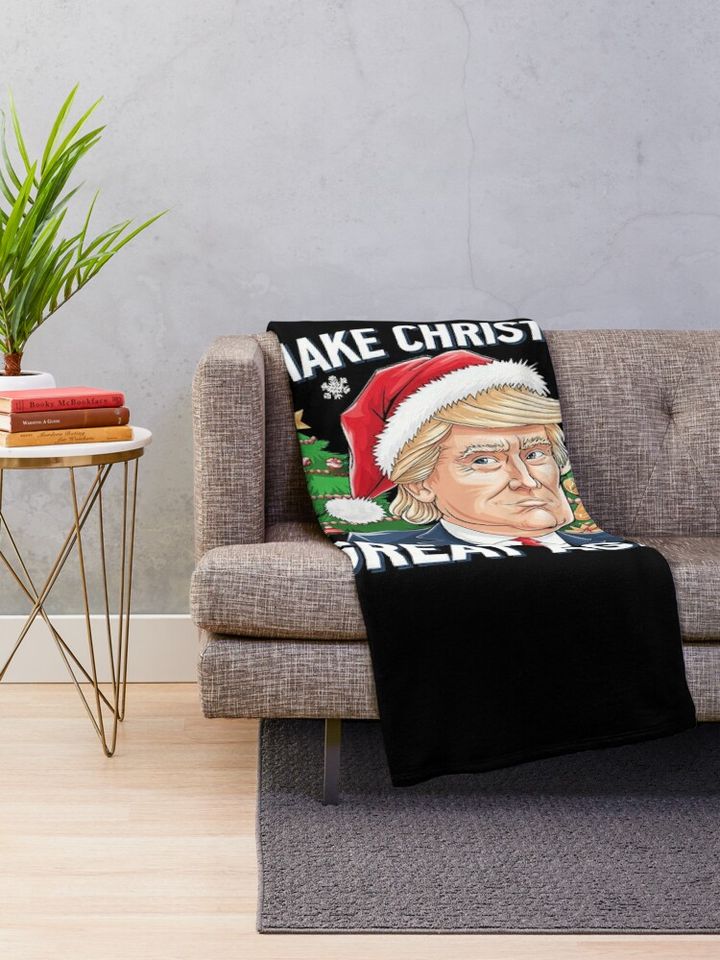Funny Trump 2024 Make Christmas Great Again Gift  Throw Blanket