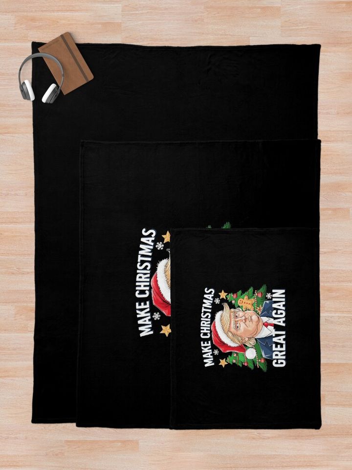 Funny Trump 2024 Make Christmas Great Again Gift  Throw Blanket