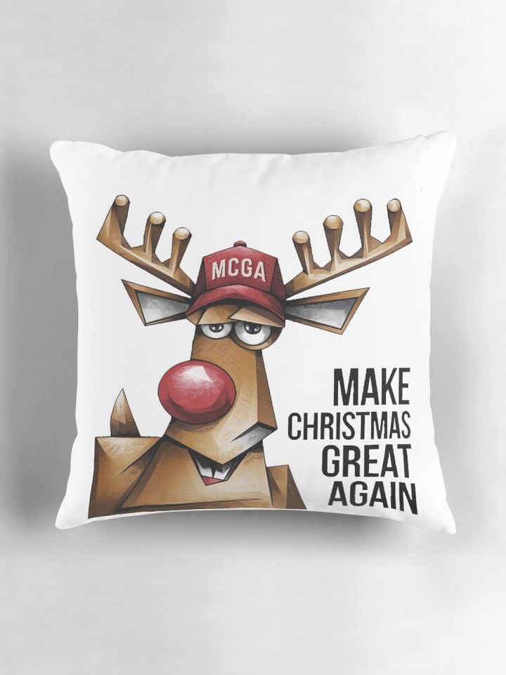 Funny Red Nosed Reindeer Make Christmas Great Again Pillow