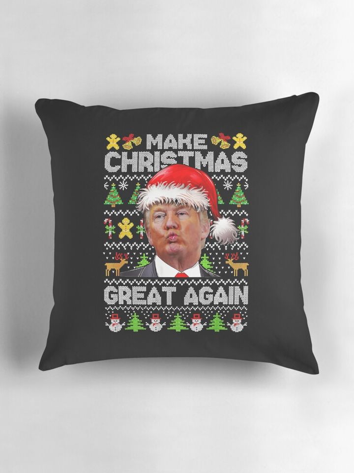 Make Christmas Great Again Xmas Funny Trump Pajamas Ugly Pillow