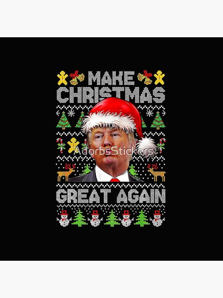 Make Christmas Great Again Xmas Funny Trump Pajamas Ugly Pillow