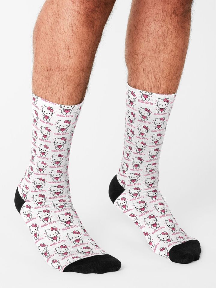 Pink Hello Kitty Design Logo Socks