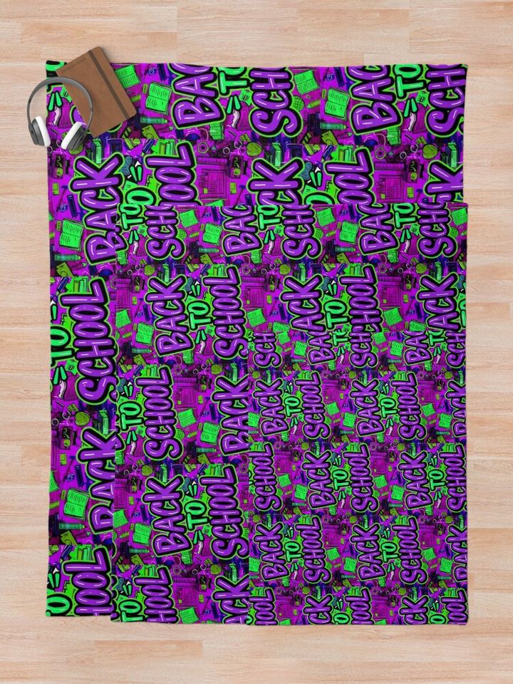 Back To School Graffiti Style Quote Throw Blanket