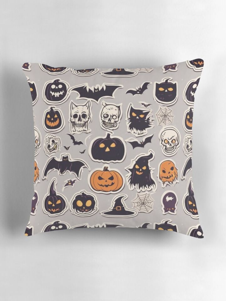 Spooky Halloween Pattern Pillow