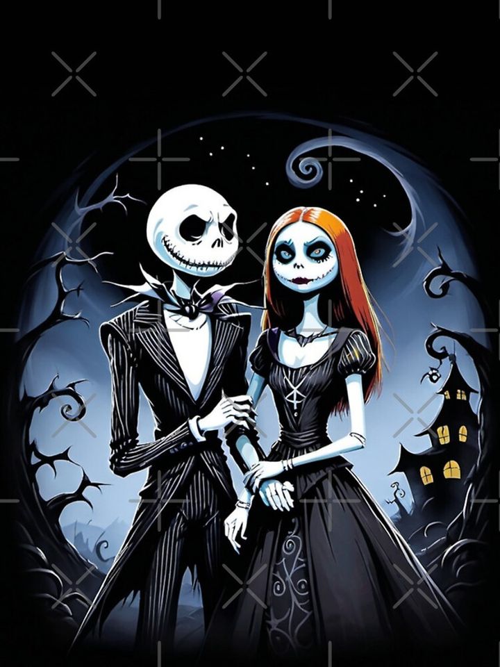 Nightmare Before Christmas Jack and Sally's Moonlit Embrace iPhone Case