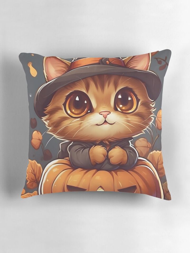 Halloween Cat Cute Pillow