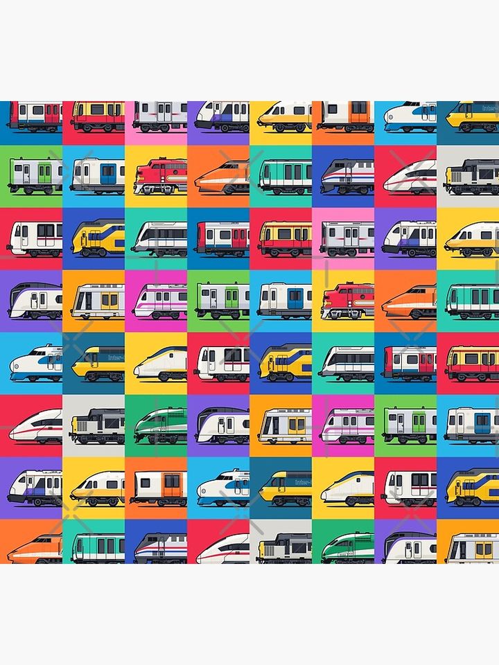 World Trains Grid Pattern Socks