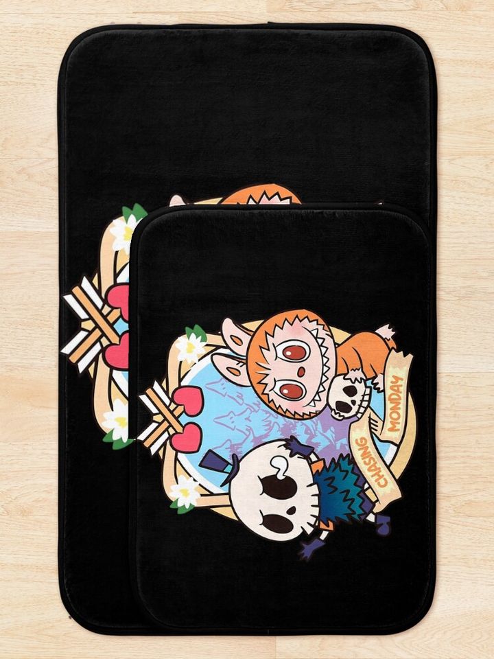 Labubu Monsters chasing monday sticker Bath Mat, For Bathroom, For Kitchen