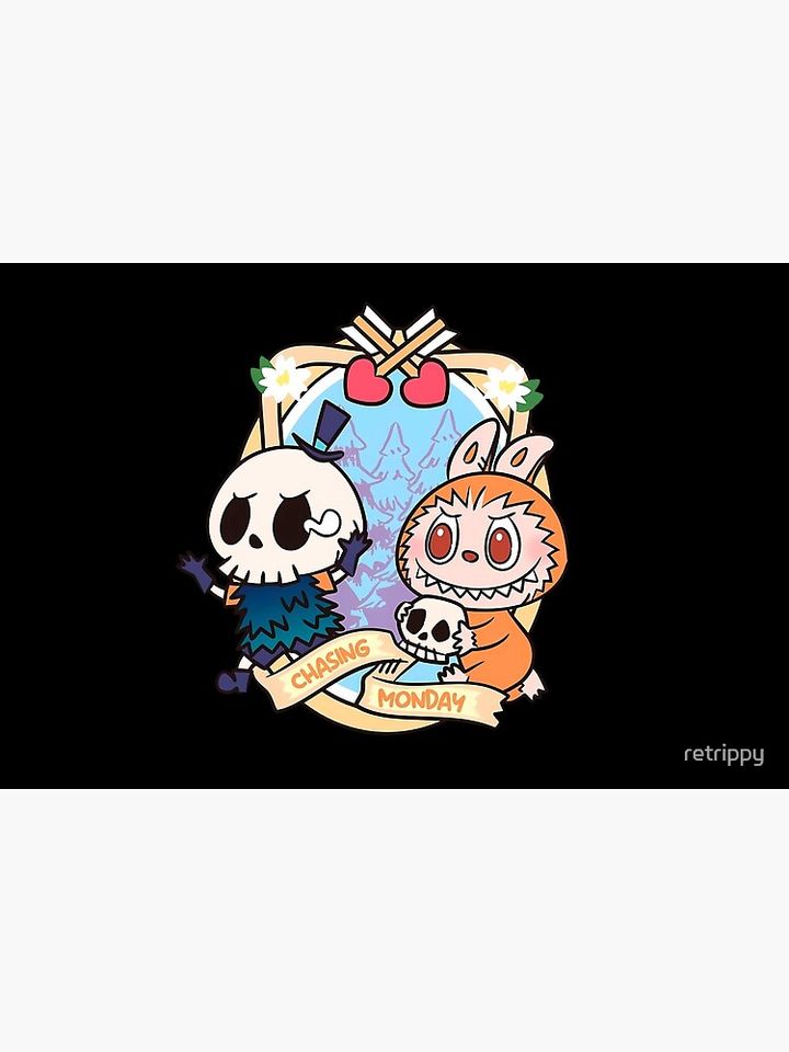 Labubu Monsters chasing monday sticker Bath Mat, For Bathroom, For Kitchen