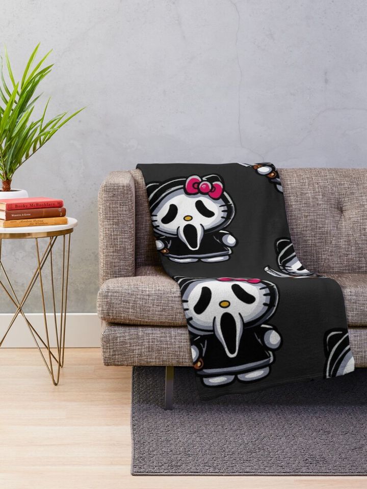 Scream Kitty Halloween  Throw Blanket