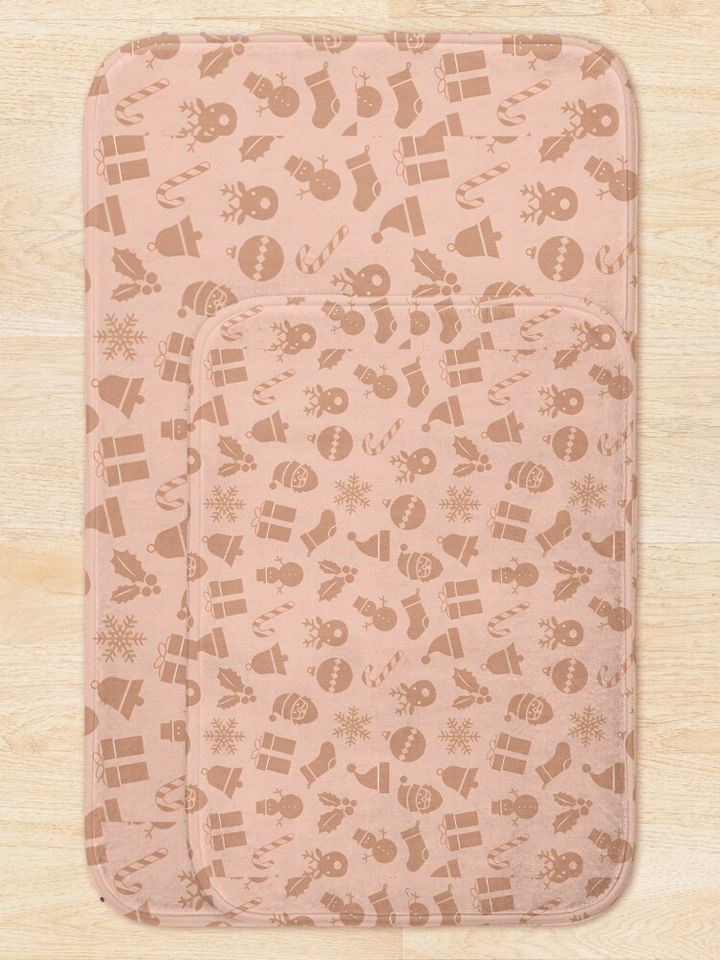 Christmas Icon Pattern Bath Mat