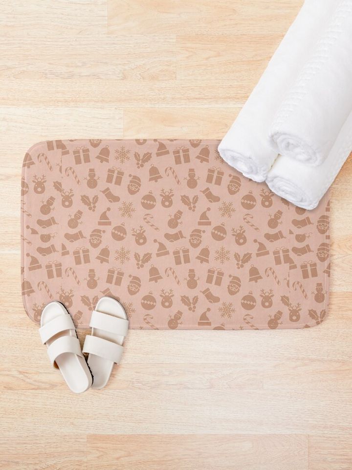 Christmas Icon Pattern Bath Mat