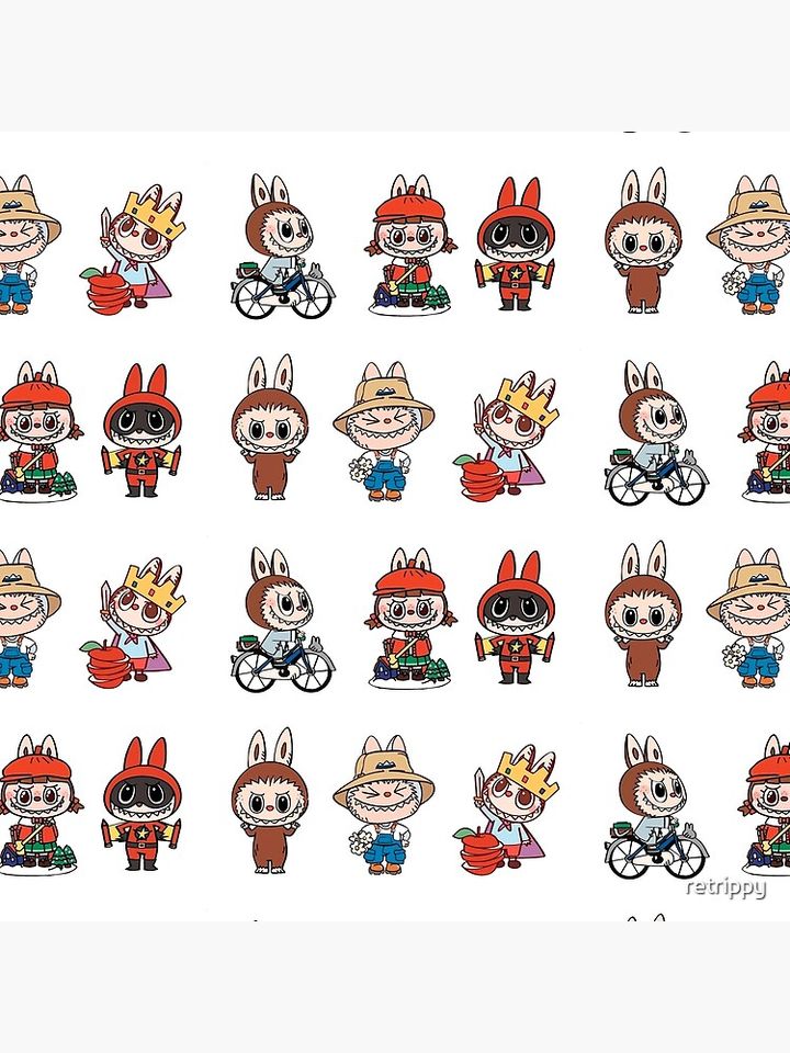 Labubu Monsters sticker pack collection Pillow, Cute Labubu Pillows Gift, Gift for Fan