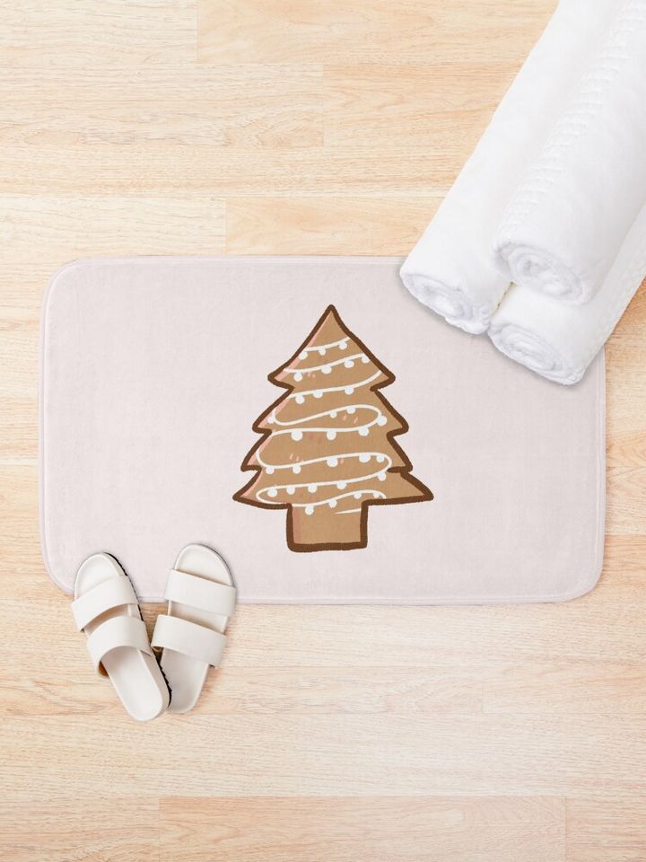 Cute Christmas gingerbread tree Bath Mat