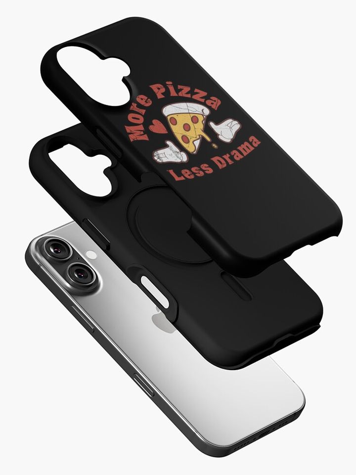 Funny Quote More Pizza Less Drama iPhone Case