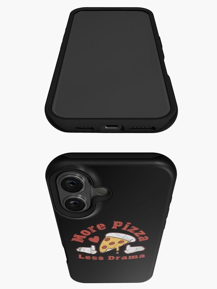 Funny Quote More Pizza Less Drama iPhone Case