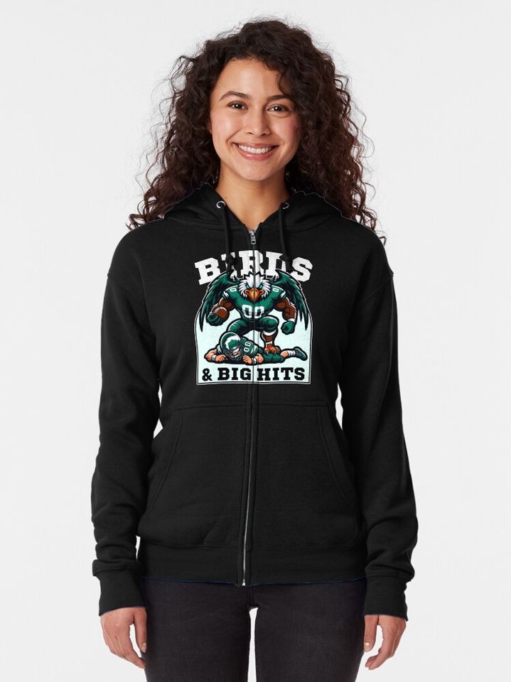Birds and Big Hits Eagles Football Zip Hoodie