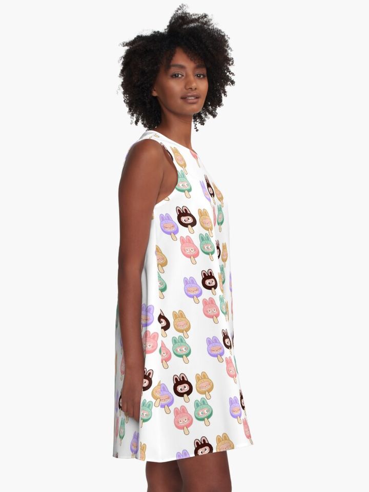 Labubu Popsicles A-Line Dress, Labubu sleeveless tank dresses, Gift for Her