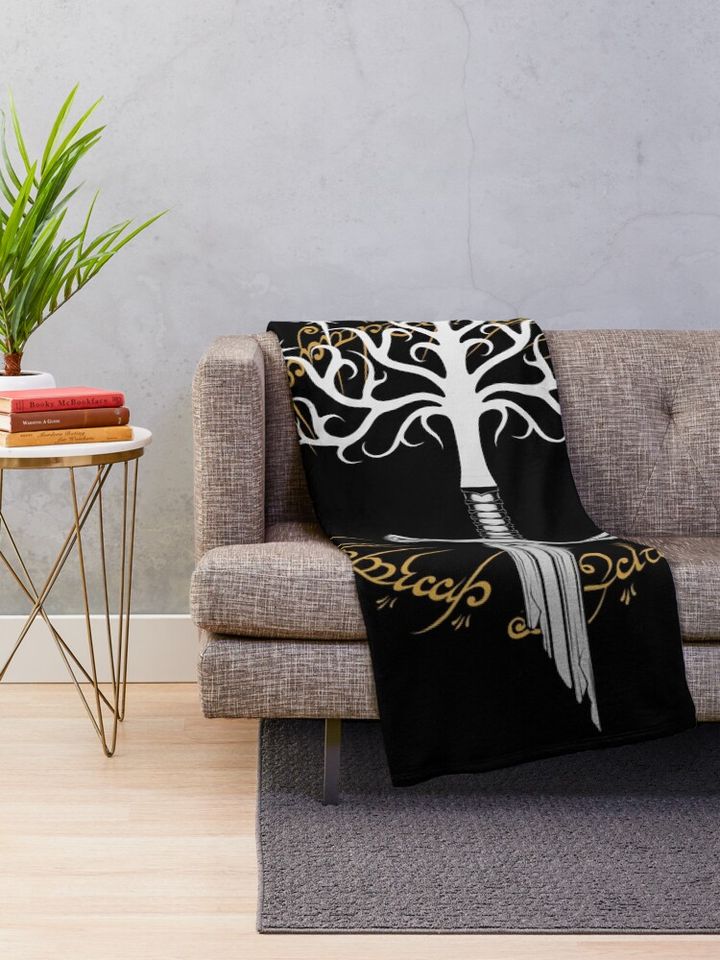 Andúril White Tree Throw Blanket
