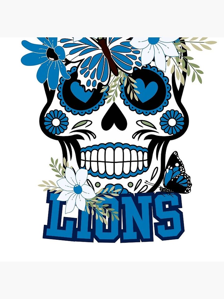 Detroit lions scull graphic Pillow