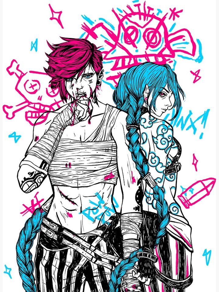 Jinx Vi Arcane Graphic Style Magnet, Arcane Merch